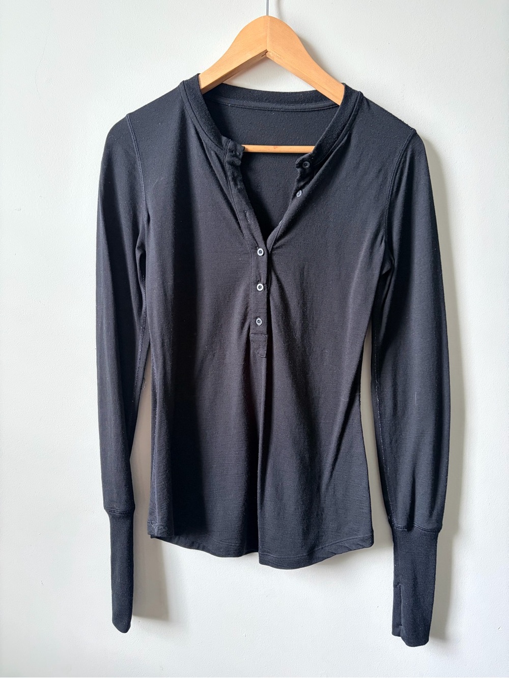 Lululemon Black Henley Patch Sleeve Top - Women